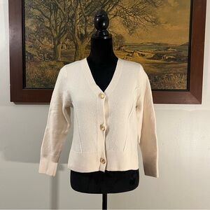 Chic Aspen Merino Wool Cream Quiet Luxury Cardigan